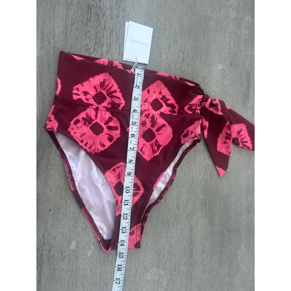 Zimmermann High Waisted Bikini Bottoms Burgundy Pink Tie Dye‎ Side Tie Size 0 - Picture 3 of 11